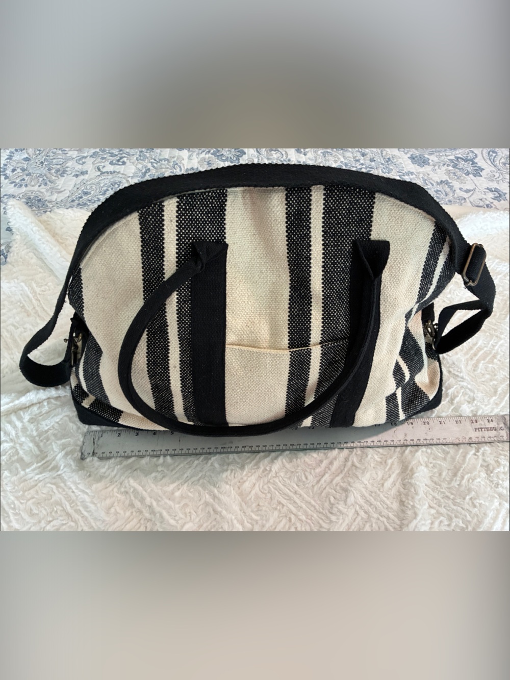 Universal Thread Black and Cream Striped Tote